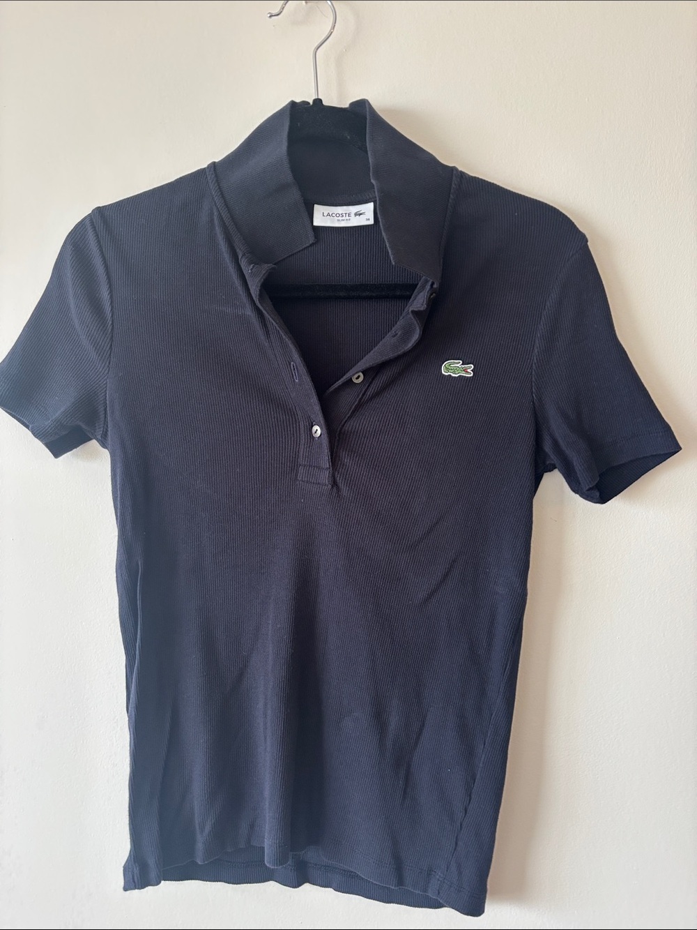 Lacoste Men’s Black Polo with Green Crocodile Logo